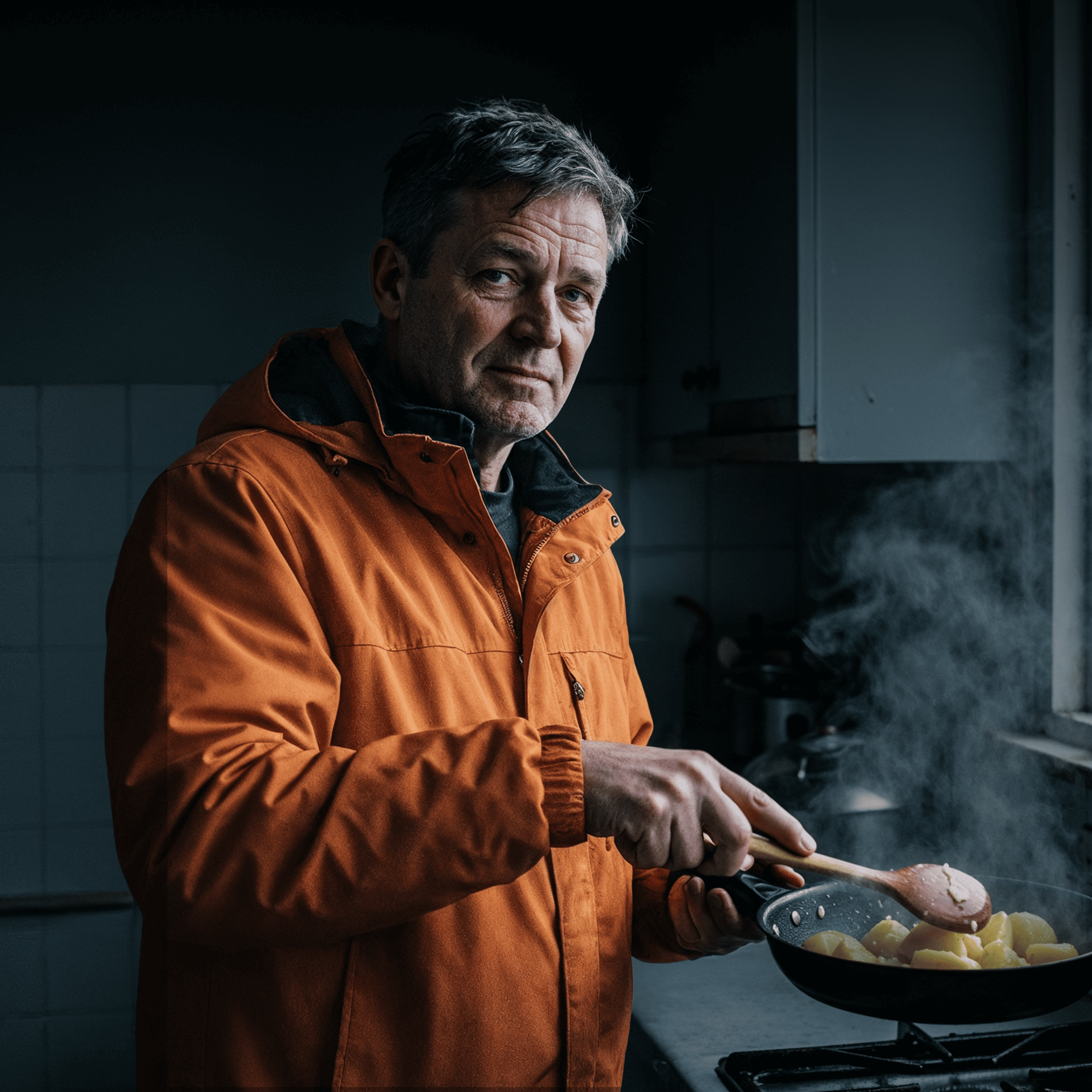 Man met basisproducten: tandpasta en tandenborstel